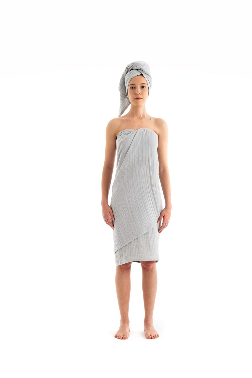 Set prosoape, L'essentiel Maison, Muslin, Gri - imagine 5